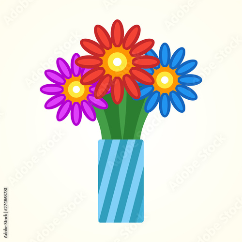 flowers in a vase flat icon. vector illustration logo. isolated on white background