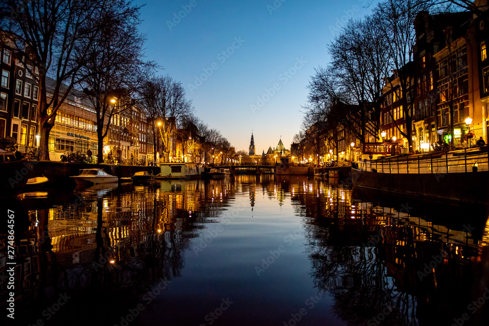 Amsterdam Holland Canals Sunset 