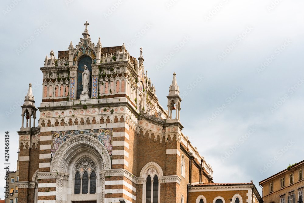 Naklejka premium Capuchin Church, Our Lady of Lourdes, in Rijeka, Croatia