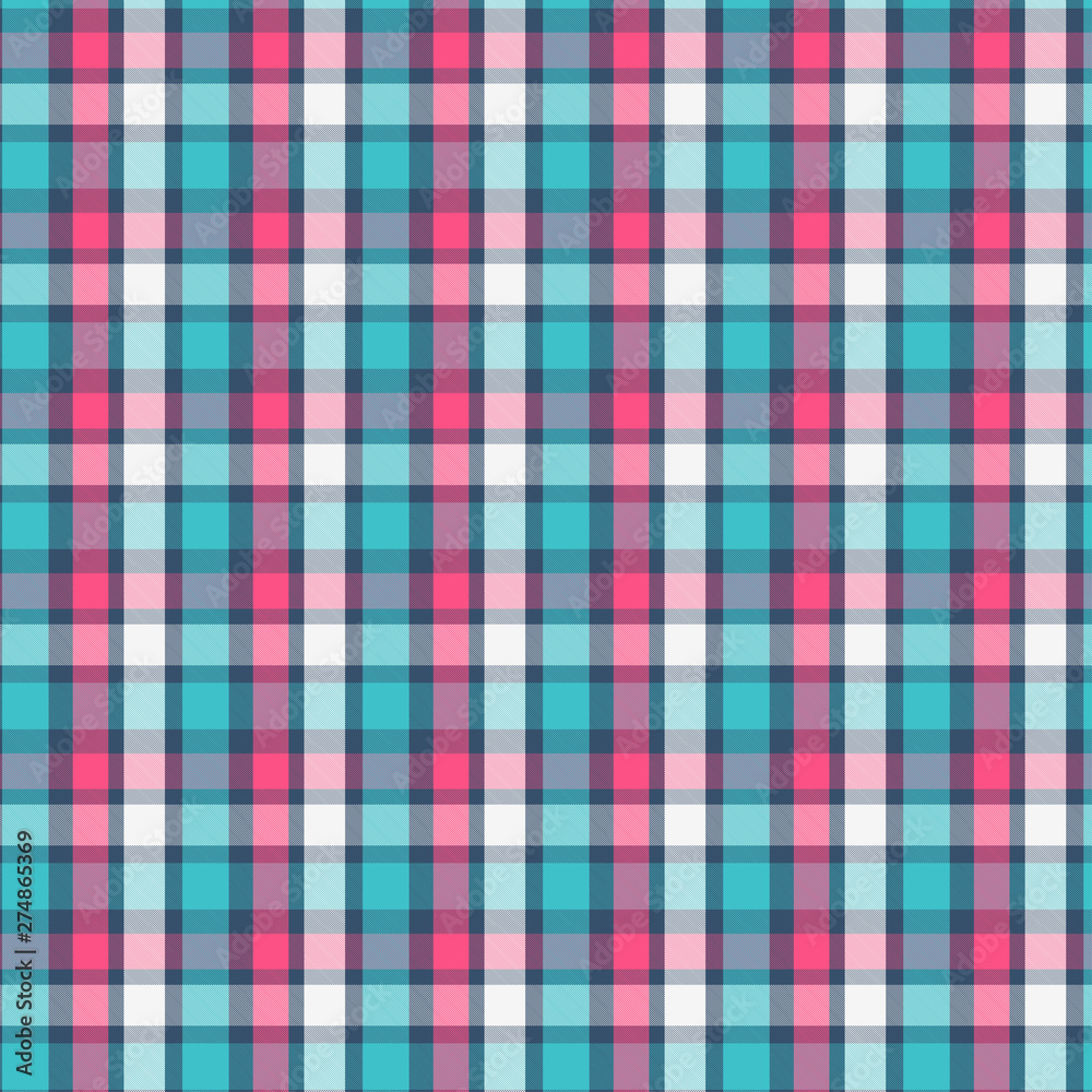 Tartan Pattern in Magenta and Cyan . Texture for plaid, tablecloths, clothes, shirts, dresses, paper, bedding, blankets, quilts and other textile products. Vector illustration EPS 10 Tartan Pattern in Magenta and Cyan . Texture for plaid, tablecloths, clothes, shirts, dresses, paper, bedding, blankets, quilts and other textile products. Vector illustration EPS 10
