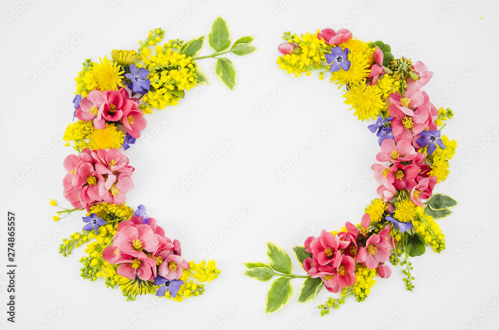 Colorful wreath of flowers