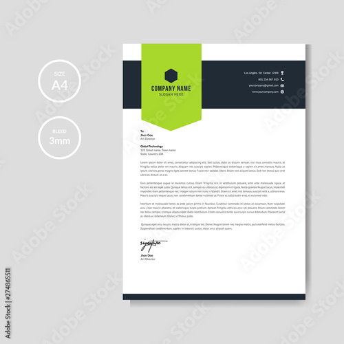 Modern green letterhead layout