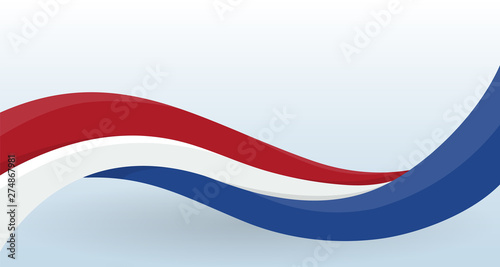 Netherlands Waving National flag. Modern unusual shape. Design template for decoration of flyer and card, poster, banner and logo. Isolated vector illustration.