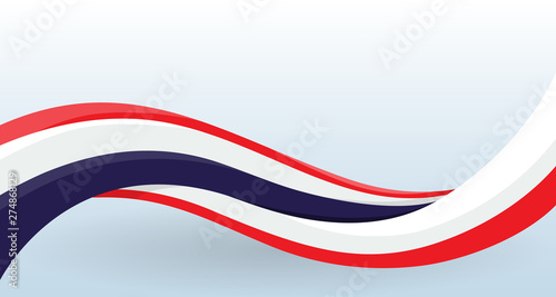 Thailand Waving National flag. Modern unusual shape. Design template for decoration of flyer and card, poster, banner and logo. Isolated vector illustration.