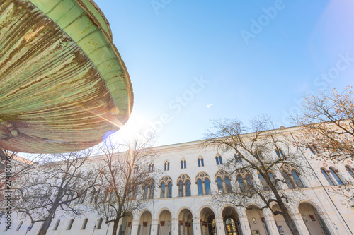 Scholl Siblings Plaza and the main building of the Ludwig Maximilian University in Munich, Germany. Famous place for the White Rose Resistance Movement against Nazi Regime. photo