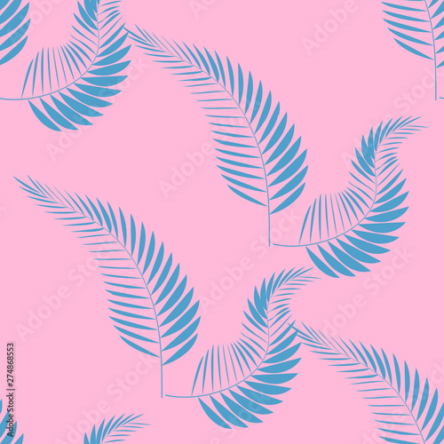 Tropical seamless pattern with palm leaves. Design element