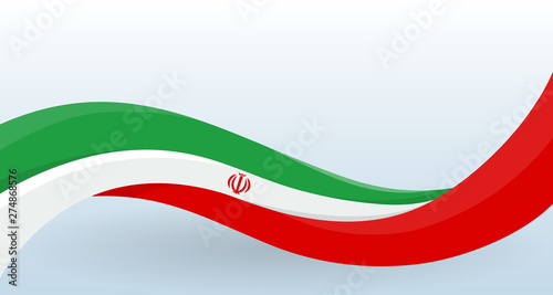 Iran Waving National flag. Modern unusual shape. Design template for decoration of flyer and card, poster, banner and logo. Isolated vector illustration.