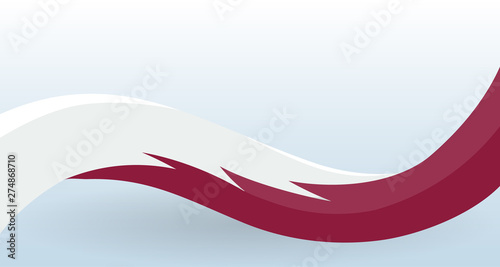Qatar Waving National flag. Modern unusual shape. Design template for decoration of flyer and card, poster, banner and logo. Isolated vector illustration.