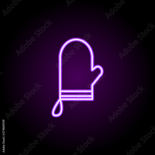kitchen mittens neon icon. Elements of web set. Simple icon for websites, web design, mobile app, info graphics