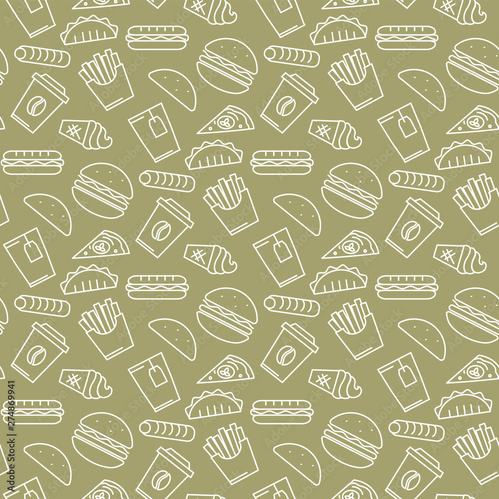 Vector fast food icons seamless pattern Vector fast food icons seamless pattern