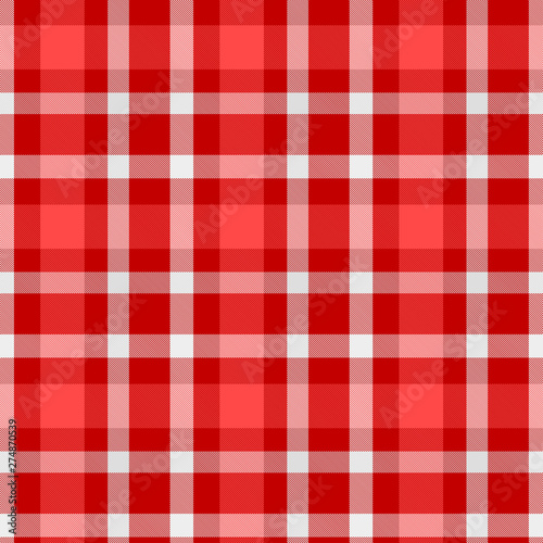 Tartan Pattern in Red and White . Texture for plaid, tablecloths, clothes, shirts, dresses, paper, bedding, blankets, quilts and other textile products. Vector illustration EPS 10