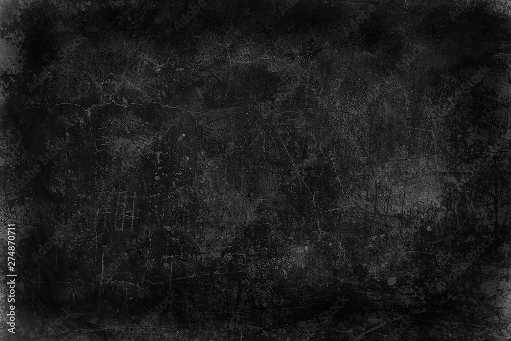 Fototapeta black old wall cracked concrete background / abstract black texture, vintage old background