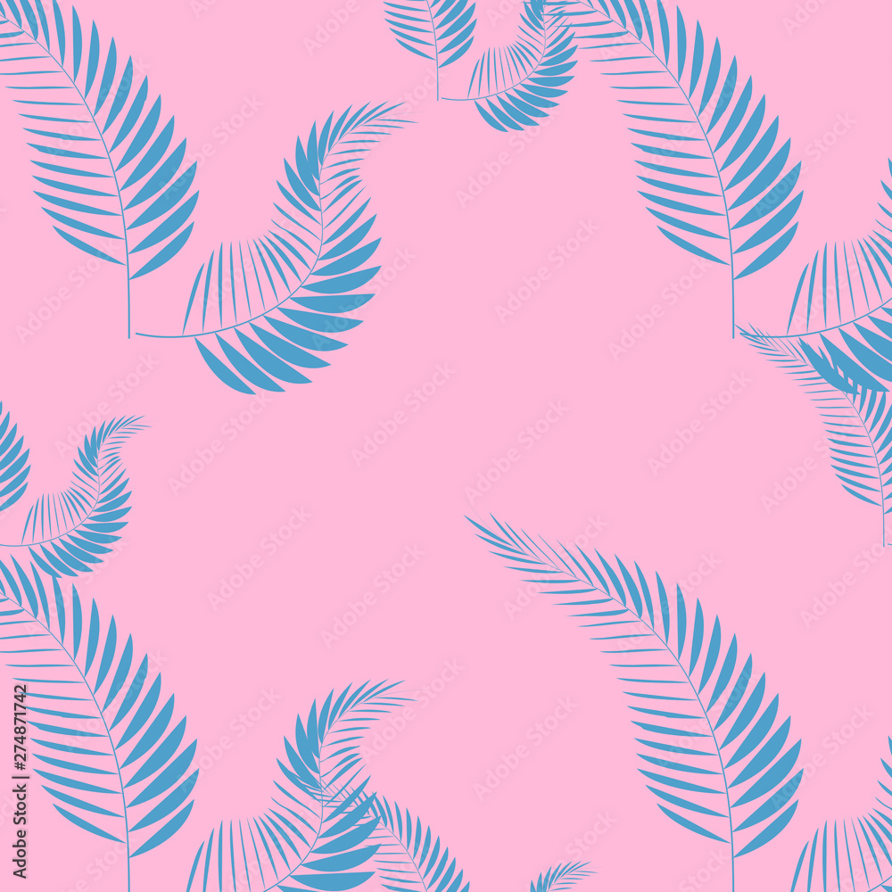 Tropical seamless pattern with palm leaves. Design element