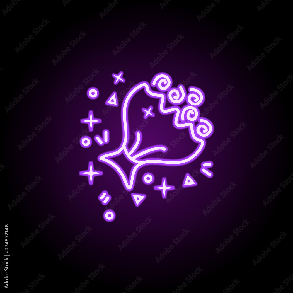 Bouquet of flowers dusk style neon icon. Elements of birthday set. Simple icon for websites, web design, mobile app, info graphics Bouquet of flowers dusk style neon icon. Elements of birthday set. Simple icon for websites, web design, mobile app, info graphics