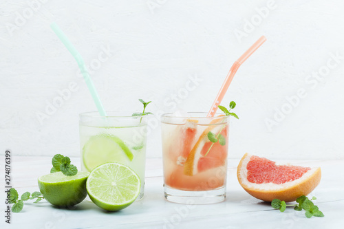 Various refreshing citrus beverages