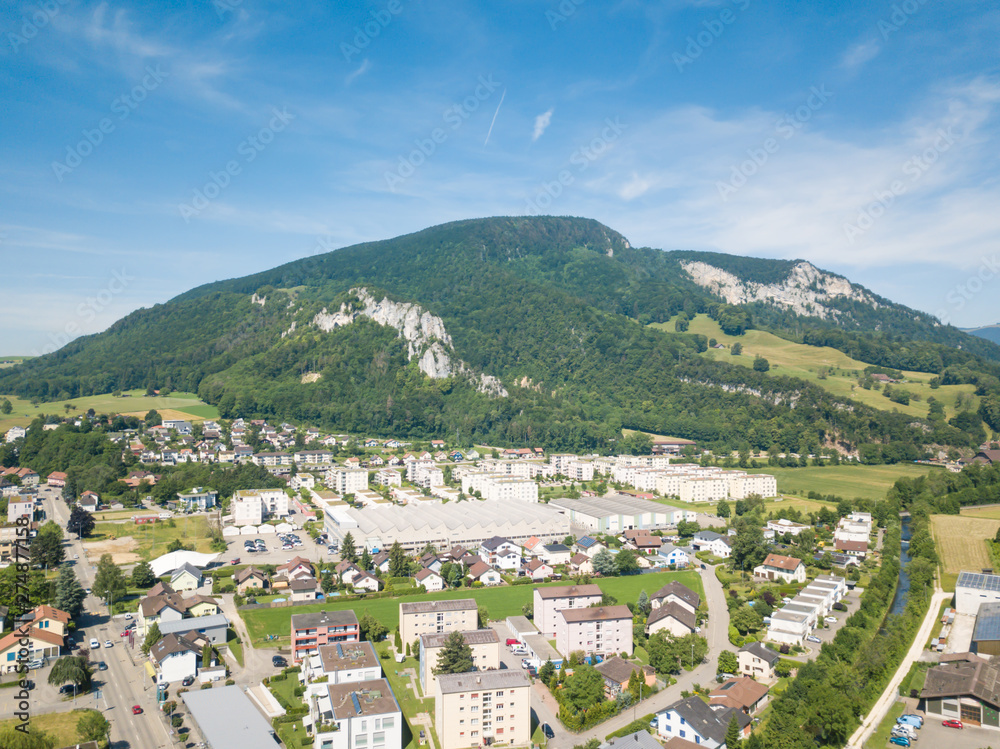 Aerial View Oensingen Switzerland Highway Intersection