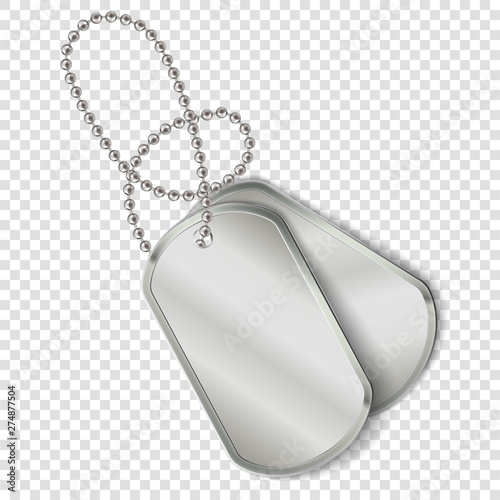 Vector Military Dog Tags on transparent background.  photo