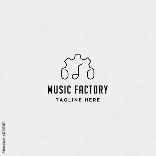 music gear logo design studio headphone microphone cassete vector monoline icon