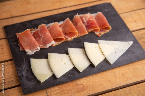 Serrano cheese and ham table from Spain