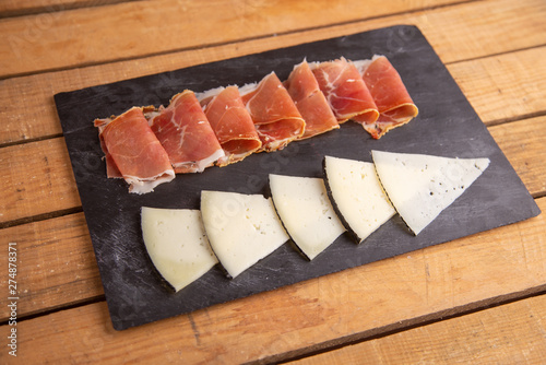 Serrano cheese and ham table from Spain