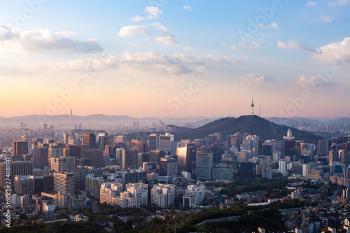 Seoul City Skyline and N Seoul Tower in Seoul in the morning, South Korea.