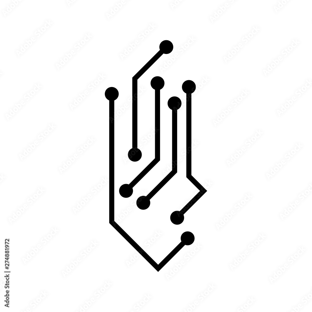Technology sign, microcircuit, black on a white background, vector Technology sign, microcircuit, black on a white background, vector