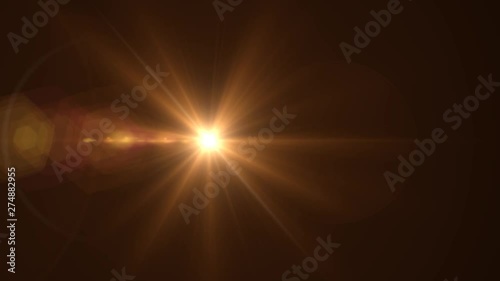 Horizontal Moving lens flare effect on black background. 4k animation.
