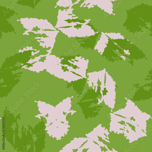 Spring camouflage of various shades of green and beige colors