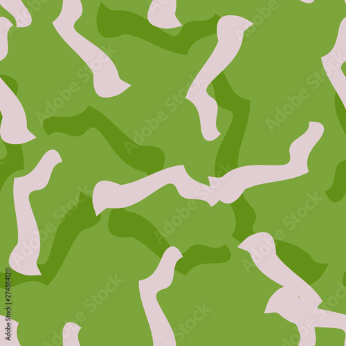 Spring camouflage of various shades of green and beige colors