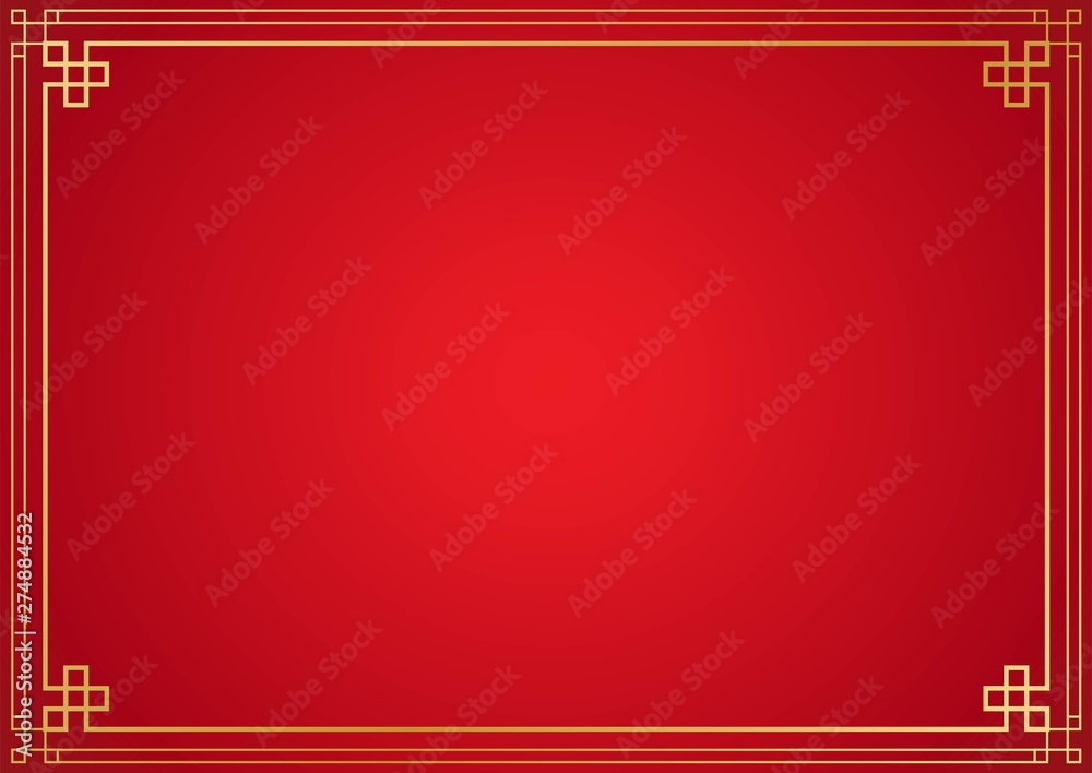 Chinese frame background. Red and gold color. Vector illustration EPS10 