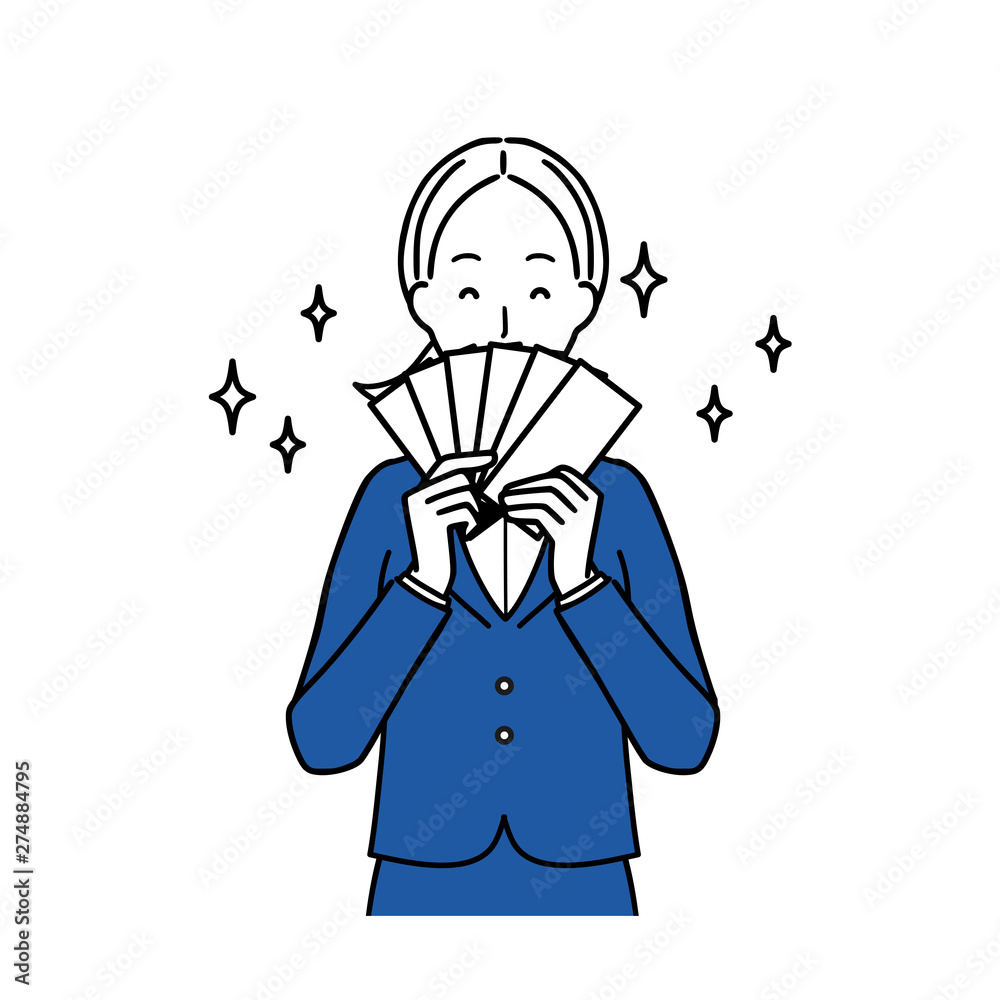 Illustration of a business woman making money. Illustration of a business woman making money.