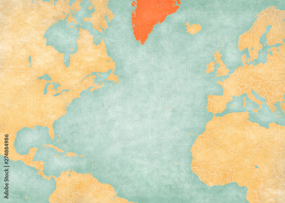 Map of North Atlantic Ocean - Greenland Map of North Atlantic Ocean - Greenland