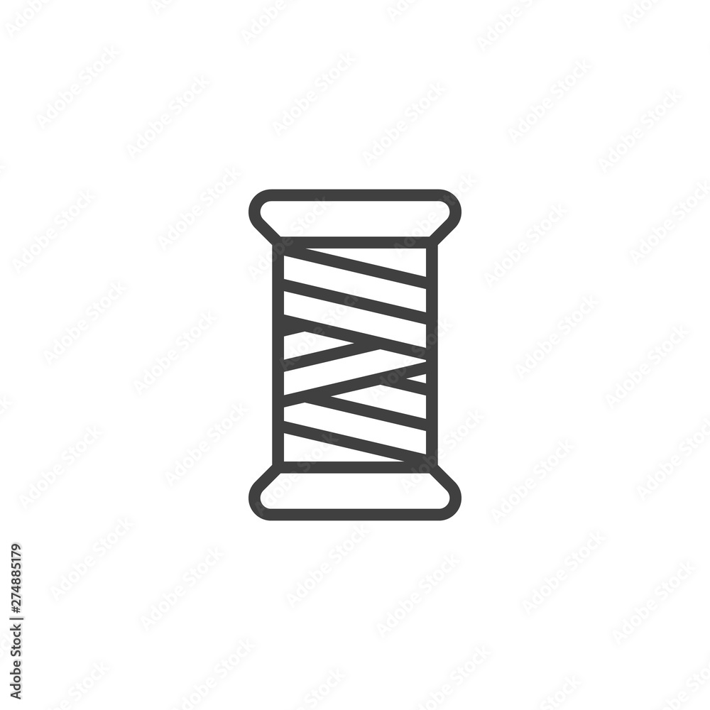 Thread bobbin line icon. linear style sign for mobile concept and web design. Sewing thread spool outline vector icon. Symbol, logo illustration. Vector graphics Thread bobbin line icon. linear style sign for mobile concept and web design. Sewing thread spool outline vector icon. Symbol, logo illustration. Vector graphics