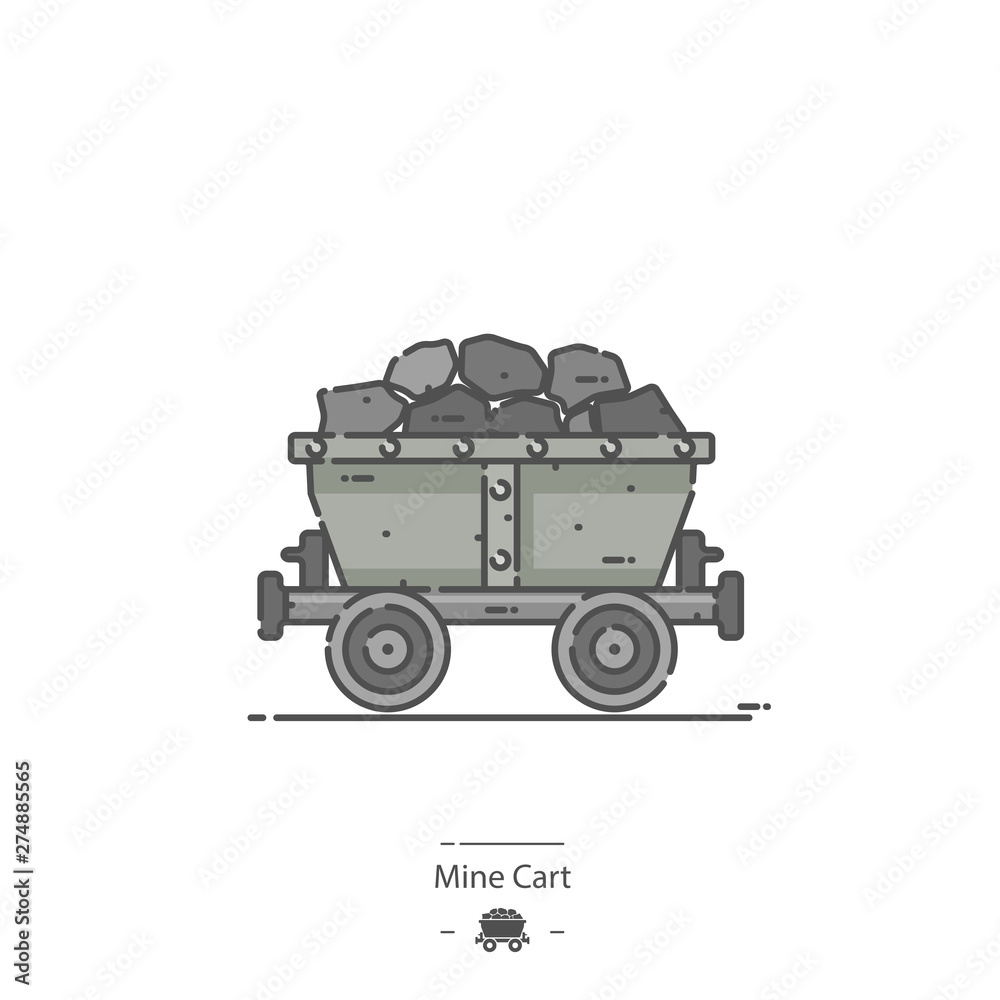 Mine Cart - Line color icon Mine Cart - Line color icon
