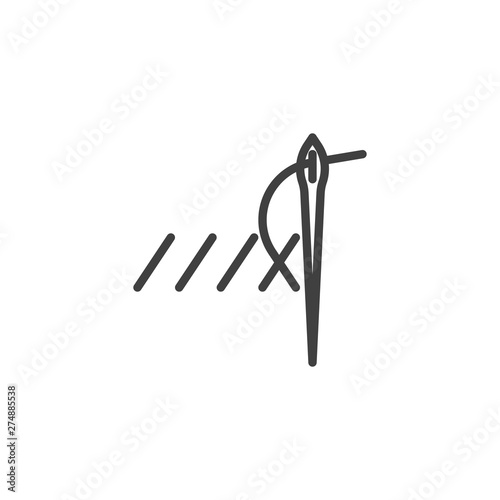 Cross stitch needlework line icon. linear style sign for mobile concept and web design. Handmade embroidering outline vector icon. Symbol, logo illustration. Vector graphics