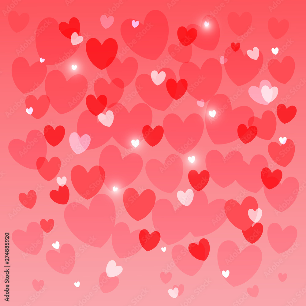 Background with a lot of hearts for Valentine's day, wedding or Mother's day. Vector illustration. 