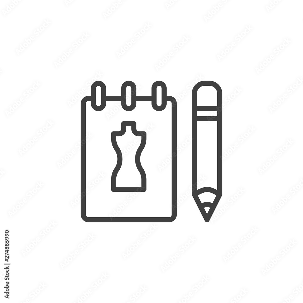 Tailor notepad line icon. linear style sign for mobile concept and web design. Sewing accessories outline vector icon. Symbol, logo illustration. Vector graphics Tailor notepad line icon. linear style sign for mobile concept and web design. Sewing accessories outline vector icon. Symbol, logo illustration. Vector graphics
