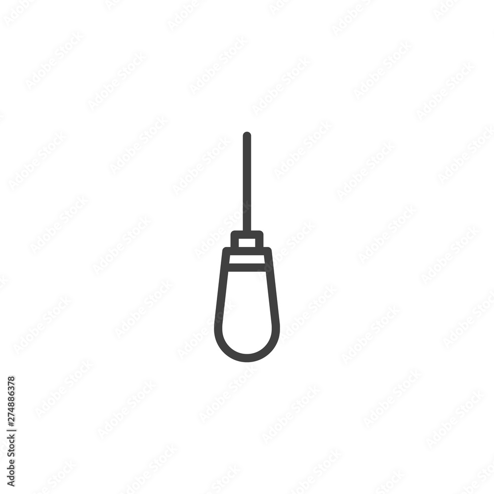 Awl groover line icon. linear style sign for mobile concept and web design. Tailor equipment outline vector icon. Symbol, logo illustration. Vector graphics Awl groover line icon. linear style sign for mobile concept and web design. Tailor equipment outline vector icon. Symbol, logo illustration. Vector graphics