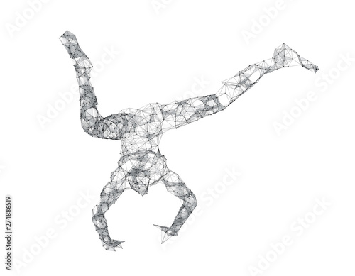 Future human technology  human body wireframe graphics  network data