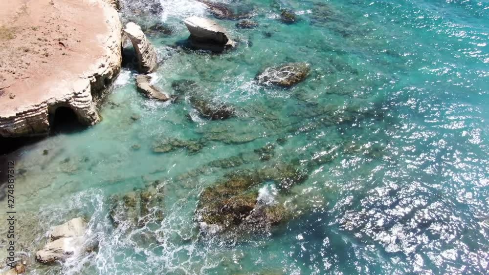 Sea coast aerial view. Flying over coastline. Landscape. Mediterranean Sea and the coast. Cyprus. City resort. Shooting from the drone. Sea coast aerial view. Flying over coastline. Landscape. Mediterranean Sea and the coast. Cyprus. City resort. Shooting from the drone.
