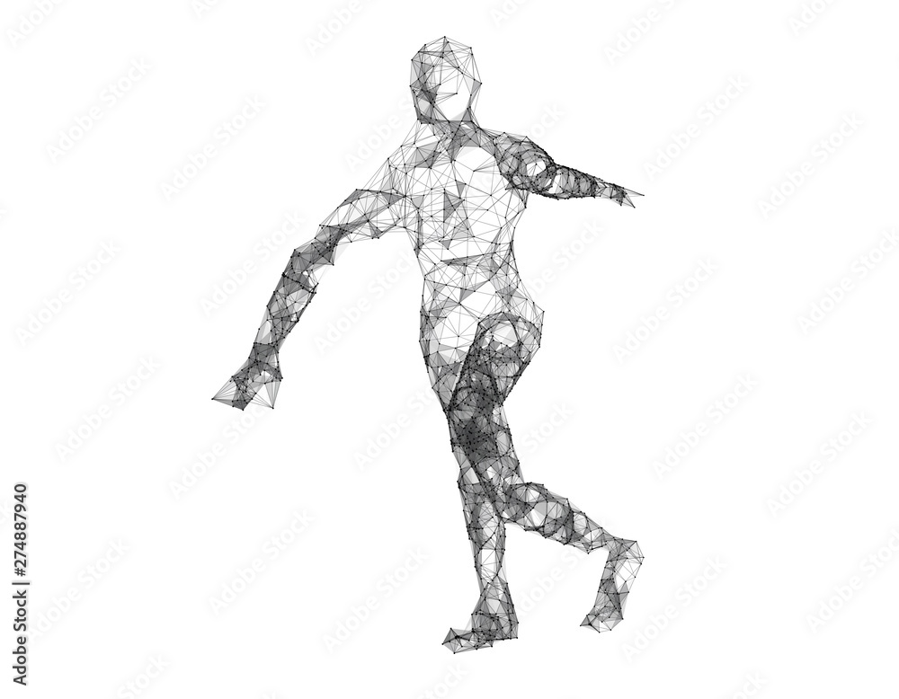 Future human technology, human body wireframe graphics, network data Future human technology, human body wireframe graphics, network data