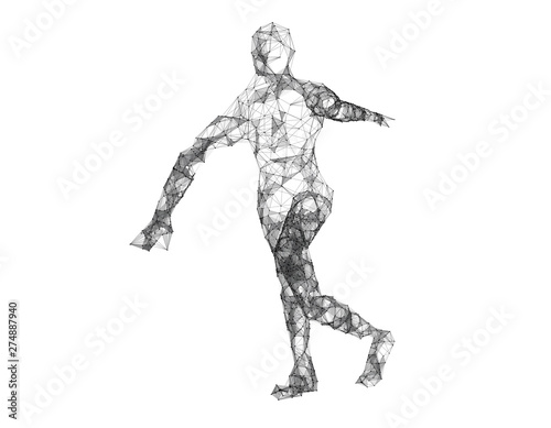 Future human technology  human body wireframe graphics  network data