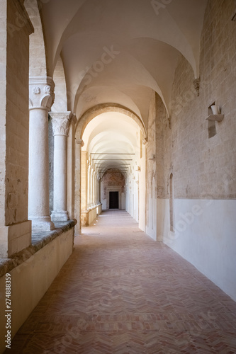 Cloister of San Michele Arcangelo abbey. Montescaglioso, Basilicata, Italy