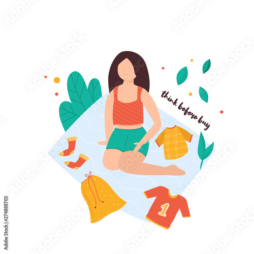 Conscious buying concept. Buy less. No waste life
