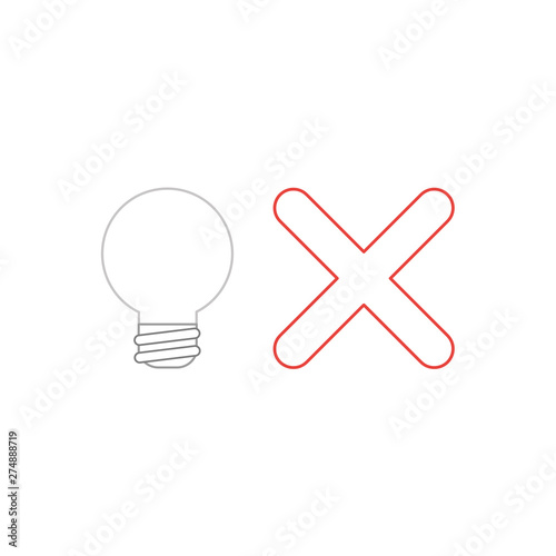 Vector icon concept of light bulb with x mark.