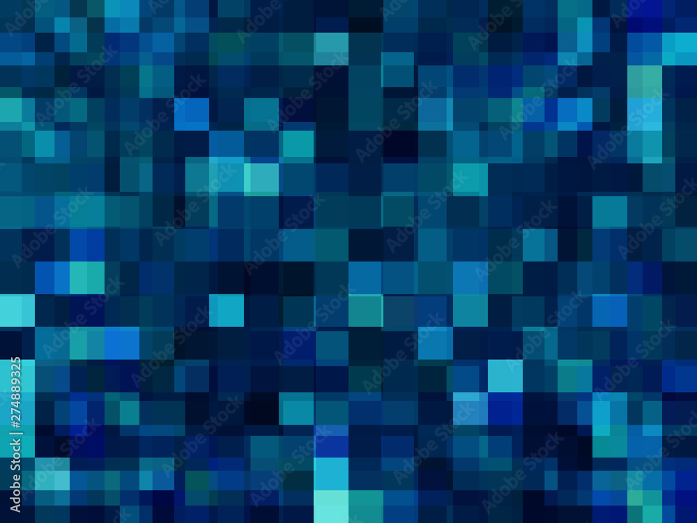 abstract background with squares, geometric shape, pixel, modern blue horizontal background, futuristic