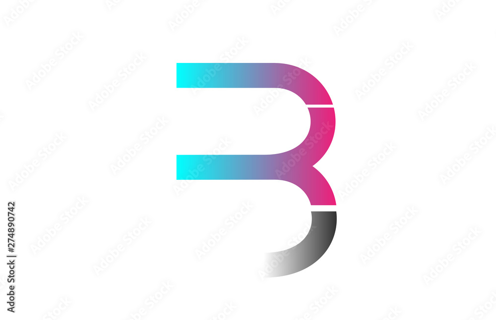 pink blue grey white B alphabet letter logo icon design sign pink blue grey white B alphabet letter logo icon design sign