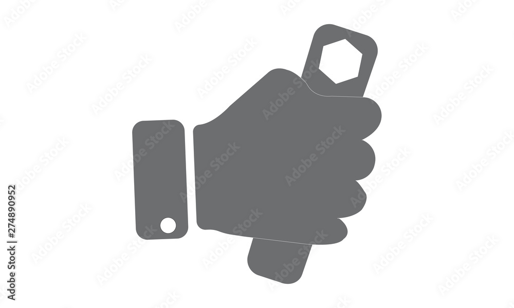 Hand holding wrench icon for repair and mechanical work Hand holding wrench icon for repair and mechanical work