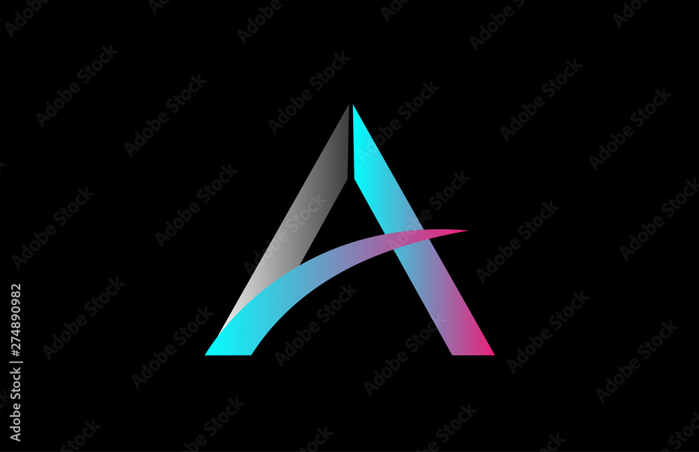 blue pink grey white black A alphabet letter logo icon design sign blue pink grey white black A alphabet letter logo icon design sign