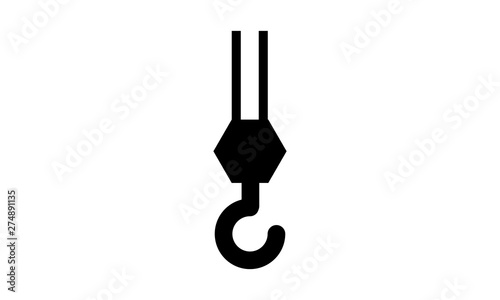 Crane hook icon in simple flat style for construction and lifting concepts
